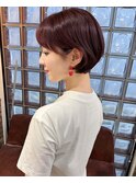 大人ショートボブピンクバイオレット渋谷ブリーチなしmutsuki