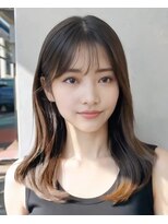 サードバイローラン(THiRD by ROULAND)&nbsp;【THiRD】アプリコットオレンジハイライトカラーくびれヘア