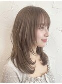 夏カラーブリーチなしハッシュカット/ミルクティーベージュp大宮