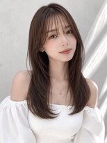 ノア 三宮店(NOA)&nbsp;【NOA】顔まわりレイヤー×シースルーバング｜透明感グレージュ
