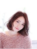 ピンクラベンダーピンクグラデーション赤髪クラシカルボブ
