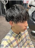 STYLE藤沢メンズマッシュ黒髪刈り上げ波巻きスパイラルパーマ