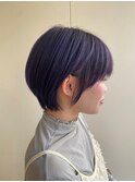 顔周りカット◯前髪カット◯ショートボブ◯ラベンダーグレージュ