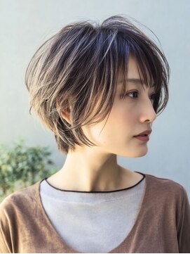 アース 菊名店(HAIR&MAKE EARTH) 大人小顔ショートボブ/ブリーチなしカラー/30代40代