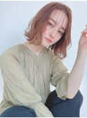 小顔ナチュラルボブヘア/オレンジブラウン20代30代40代