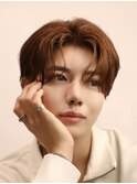 メンズヘアセンターパートブラウンカラーワックスなしナチュラル