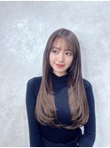 レイヤーカット/ロングレイヤー/透明感オリーブブラウン