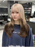 【ルーツカラー】ホワイトベージュ×ブラウン