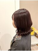 ピンクラベンダーカラーと外ハネボブ