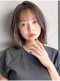 ダークパープル夏前髪大人可愛い美髪小顔カット外ハネボブ