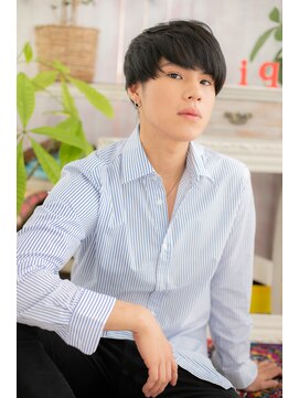 ミック ヘアアンドメイク アップ 駒込店(miq Hair&Make up) ツーブロックマッシュ黒髪サイドパートショートa1