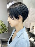 大人かっこいい小顔ひし形ベリーショート黒髪渋谷原宿
