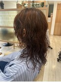 20代30代ロングウルフ前髪パーマくびれひし形抜け感