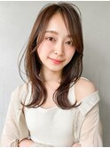 くびれヘアアプリコットオレンジ夏ハイライトカラー