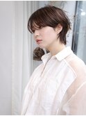 透けバング/こなれ感/ショートウルフ/ダークアッシュ/センター北