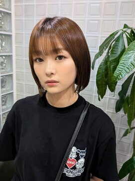 ボアップ 松山店(boappu) #切りっぱなしボブ#ブラウンカラー#前下がりボブ#ワンレン