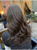 ミルクティーオリーブカラーレイヤーカットケアブリーチ韓国ヘア