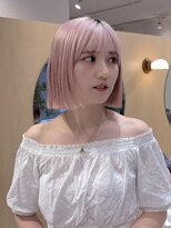 スタン 渋谷(Stam)&nbsp;ピンクベージュブリーチダブルカラーハイトーンピンクボブ渋谷