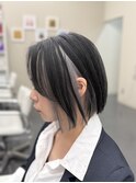 〇鬼かわいい!!!ホワイトシルバー×インナーカラー×ボブ