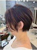 宇都宮ショートボブショートカット白髪ぼかしハイライト白髪染め
