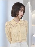 地毛風縮毛矯正韓国風顔まわりレイヤー小顔ボブ切りっぱなしボブ