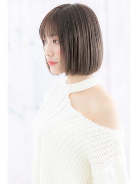 ミック ヘアアンドビューティー 大山店(miq  Hair&Beauty) ダークアッシュツヤ感クラシカル切りっぱなしロブb