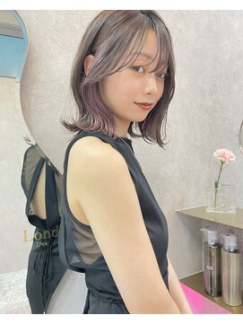 ロンド レア 天神大名店(Lond Le’a) インナーカラー/イヤリングカラー/ミルクティベージュ/ボブ/博多