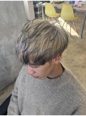メンズマッシュカットブリーチホワイトベージュエンドカラー