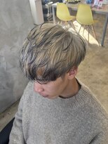 ルーメン 岐阜(ROOO MEN)&nbsp;メンズマッシュカットブリーチホワイトベージュエンドカラー