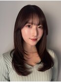 大人可愛い垢抜け顔まわりレイヤーツヤ髪ミディアムストレート
