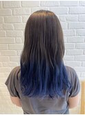 ブルージュカラーに毛先カラーブルーカラーセクションカラー