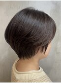 調布大人美人ショートボブワンカラーショコラブラウンカラー