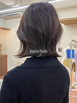 パークレーン アイス イヴェン(park lane ICI yeven) ブリーチなし切りっぱなしボブミディアムレイヤーボブ縮毛矯正