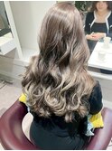 コテ巻き×グレージュ