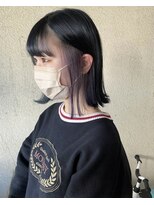 ガーデンヨコハマ(GARDEN YOKOHAMA)&nbsp;切りっぱなしボブイヤリングカラーラベンダーデザインカラー前髪