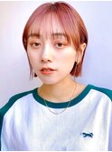 Say.ピンクベージュ小顔ワンレンブリーチミルクティーピンク韓国