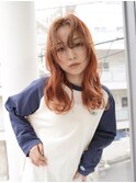 アプリコットオレンジ/うざバング/姫カットレイヤー/新百合ヶ丘