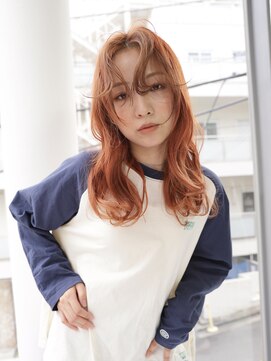 エムスラッシュ 新百合ヶ丘(M.SLASH) アプリコットオレンジ/うざバング/姫カットレイヤー/新百合ヶ丘