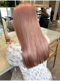 ピンクベージュピンクミルクティーブリーチありダブルカラー