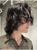 天神大名ニュアンスパーマセンターパートルーズパーマメンズボブ