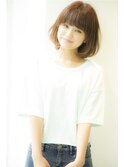 やわらかパーマボブチェリーブラウンダークアッシュ