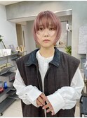 フェイスレイヤー/内巻きボブ/ラベンダーピンク