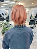 ヴェイン 渋谷(vain)&nbsp;くびれウルフレイヤーボブオレンジベージュ小顔ミニボブ