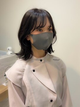 シェノン 夙川(CHAINON) 髪質改善カラー/前髪パーマ/黒髪/グレーベージュ/レイヤーロング