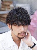 メンズシースルーマッシュニュアンスパーマシャドウパーマテテ風