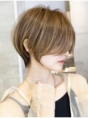 ショートボブ髪型30代40代50代前髪あり前髪無し面長丸顔【西村】