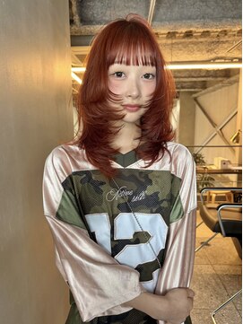 フェブ(fev) 【fev_hana】顔周りたっぷりlayerとorangeブラウン