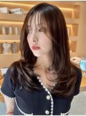 20代30代40代韓国ヘア顔周りカットレイヤーカットココアブラウン
