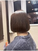大人可愛いストレートワンレンボブ×透明感ナチュラルブラウン