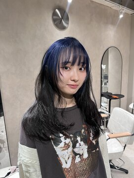 エラ(ere) ネイビーブルールーツカラー　裾カラー　グラデーションカラー